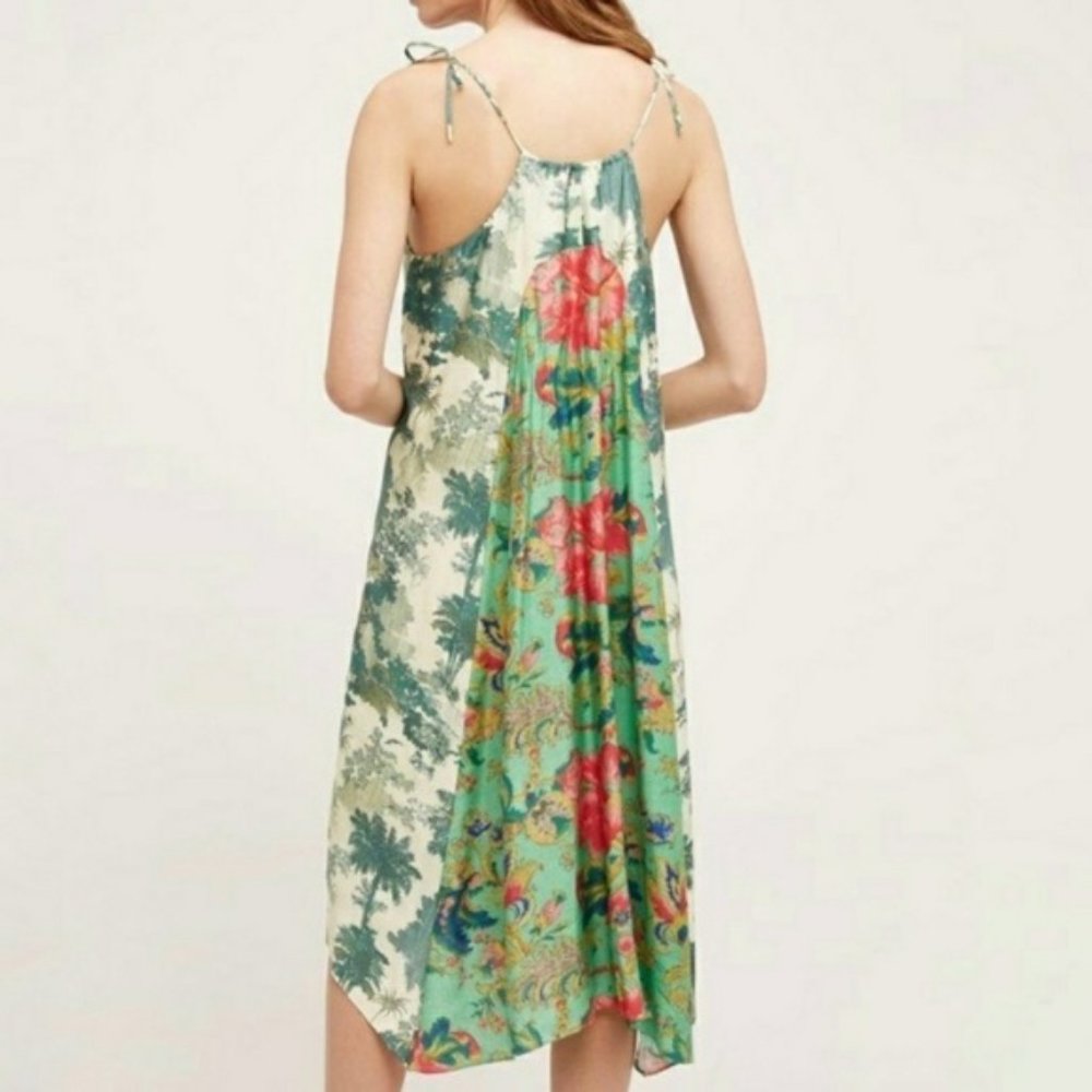 Maeve SILK Anthropologie Santee Palm Tree Dress